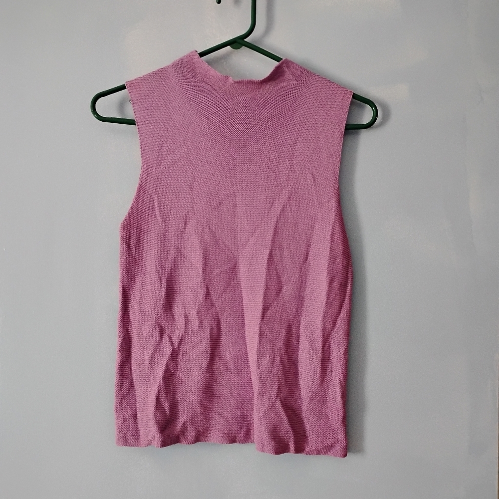 Eileen Fisher Cotton Blend Knit Sleeveless Top Petite S